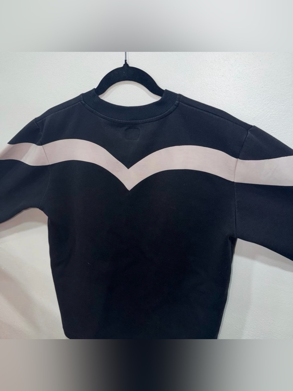Evisu Black Crewneck Sweater with Pale Pink Chevron